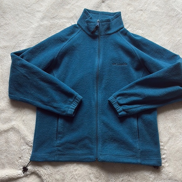 Columbia Full Zip Fleece Jacket | Teal Blue | Cozy Outdoor Layer | Size Large - Picture 1 of 8